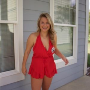 Princess Polly red halter romper